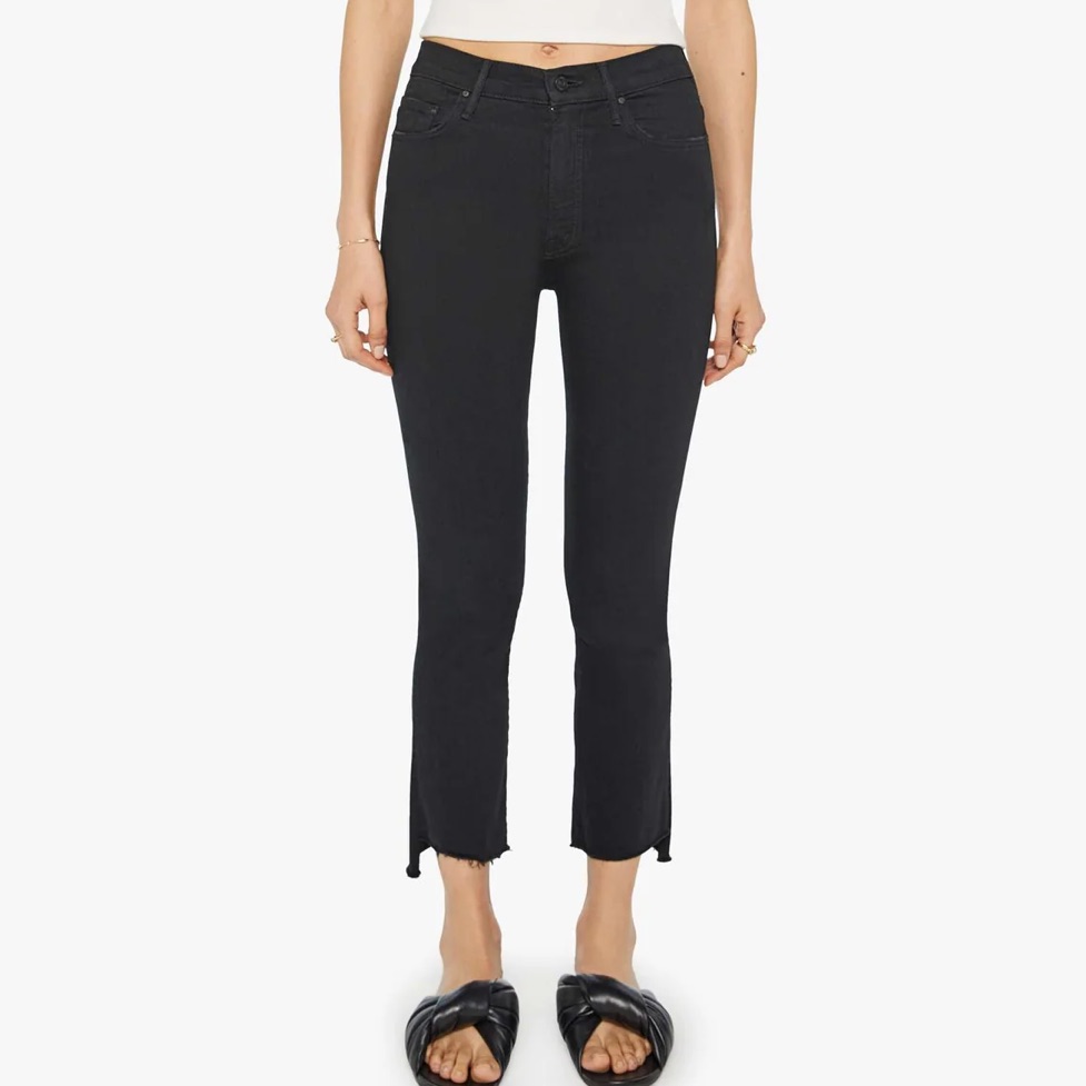$218 Sz 27 Mother The Insider Crop Step Fray Not Guilty Black Jeans